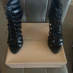 BCBGeneration Elegant Black Strappy Heels